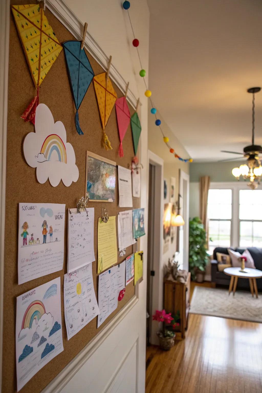 An air kite festivities-centric bulletin board crafted for perpetual entertainment.