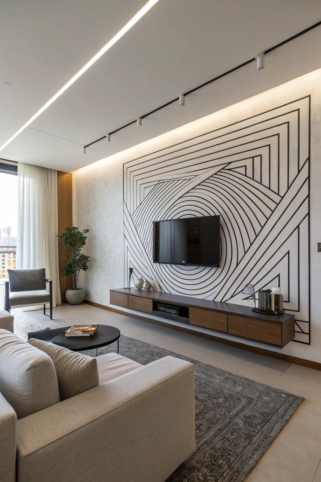 Intrigue and delight with visual trick linear artwork.