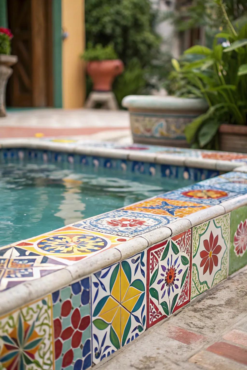 Colorful tiles add a unique and lively character to your pool.