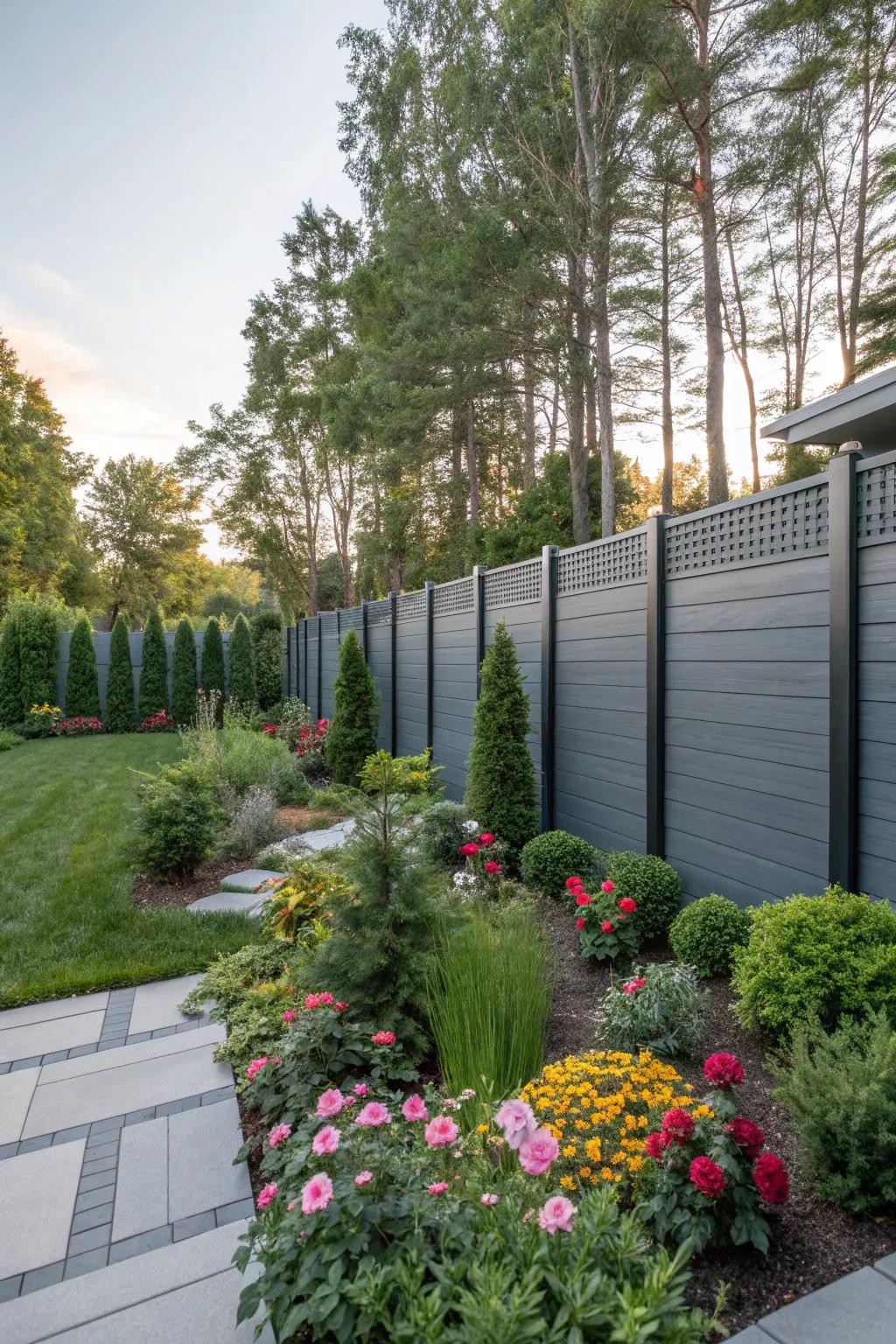 Composite fencing offers durability with minimal maintenance.