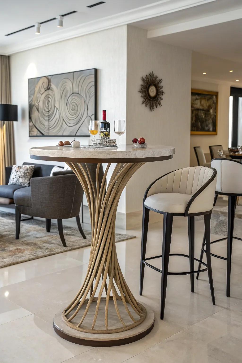 Sculptural pub tables combine art and function.