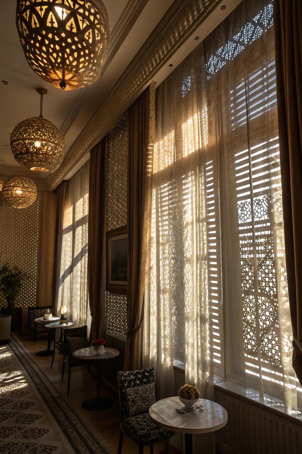 Light and shadow play adds depth and interest to the room.