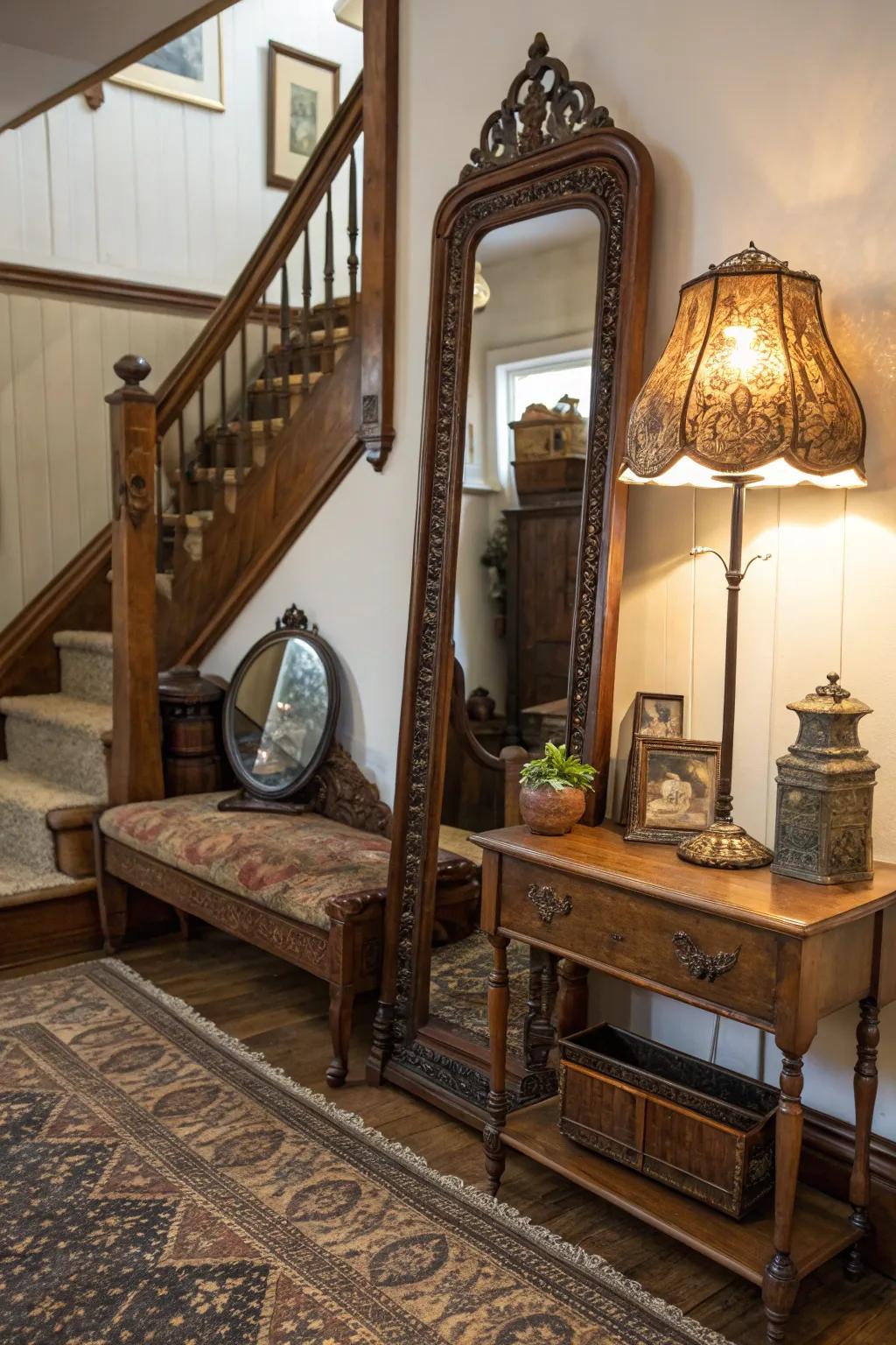 Vintage finds add timeless charm and sophistication.