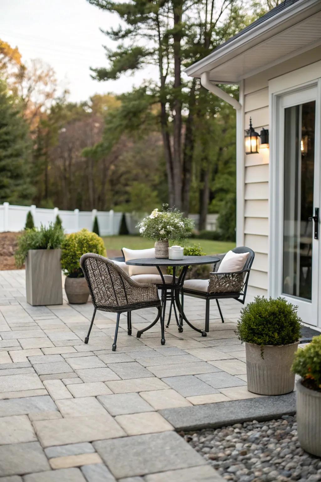 A serene and expansive-feeling patio showcasing minimalistic design.