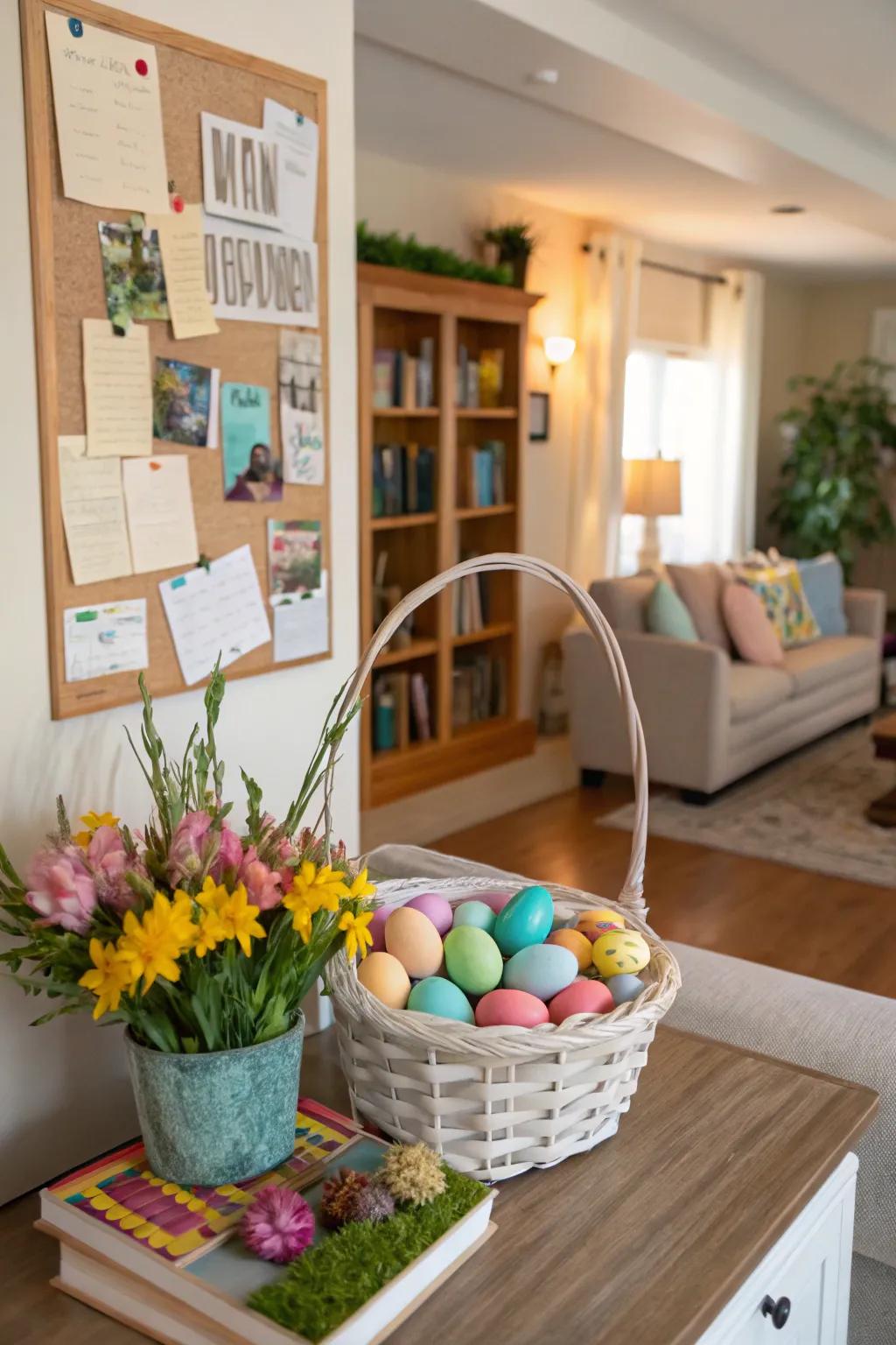 A 3D Easter basket adds an interactive element to your board.