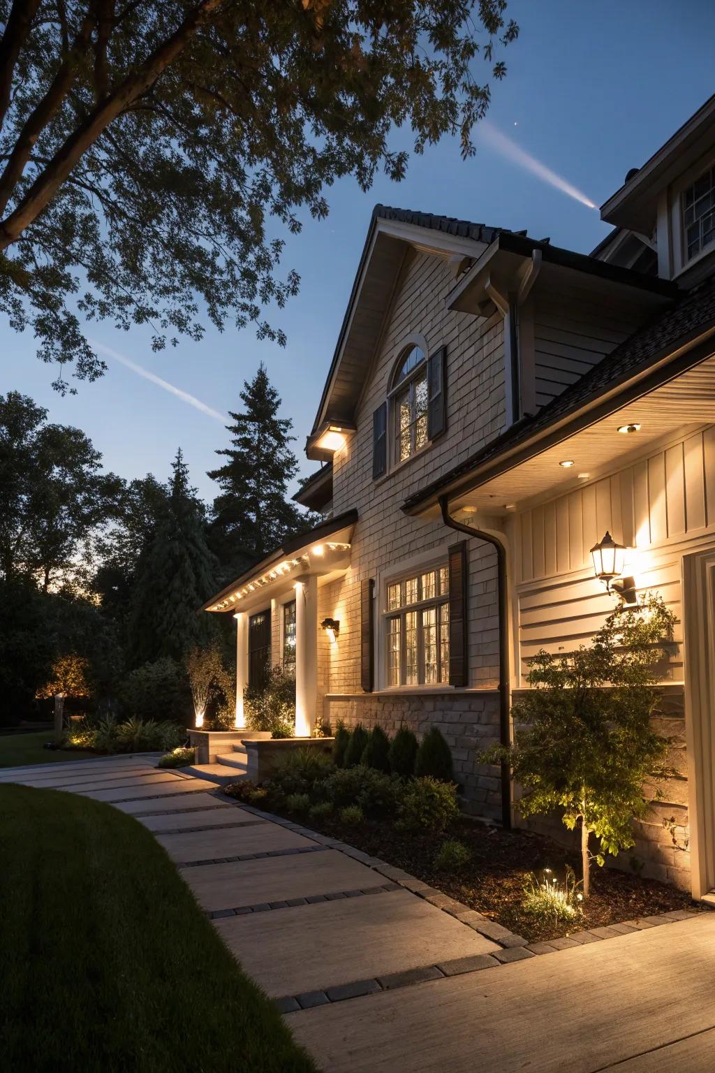 Theatrical lighting injects drama and emphasis into exterior design.