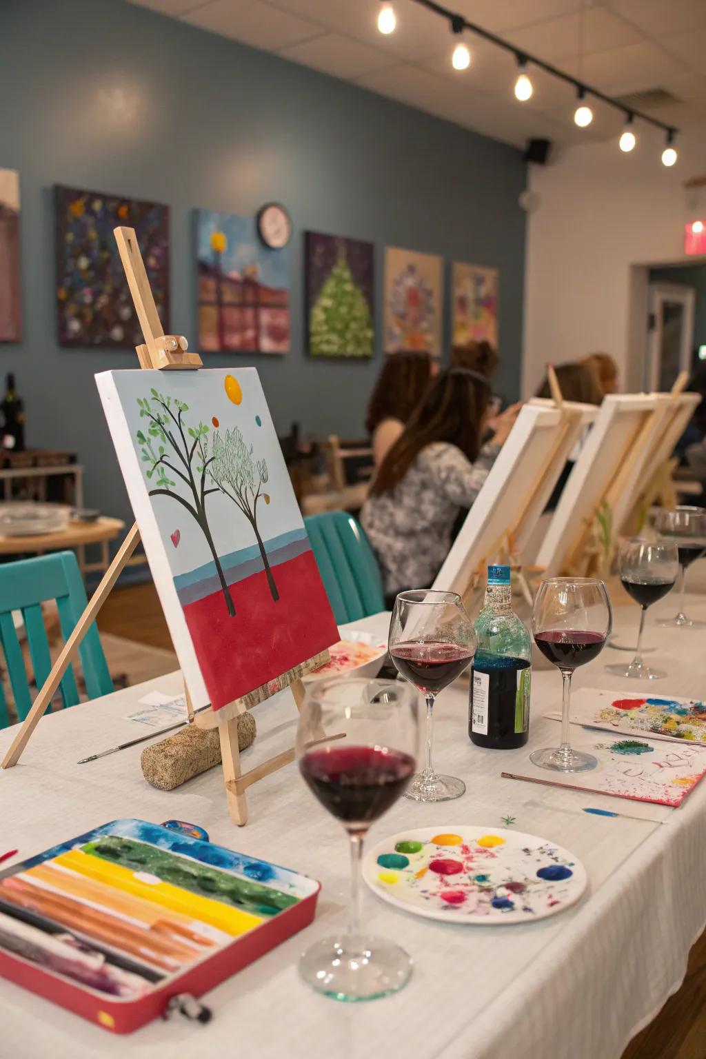 Unleash your artistic talent with a paint-and-sip event.