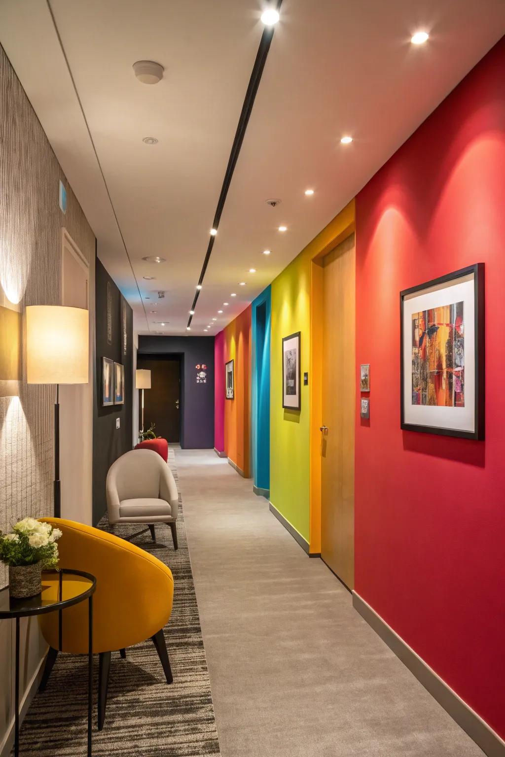 Color blocking adds a playful and bold statement to walls.