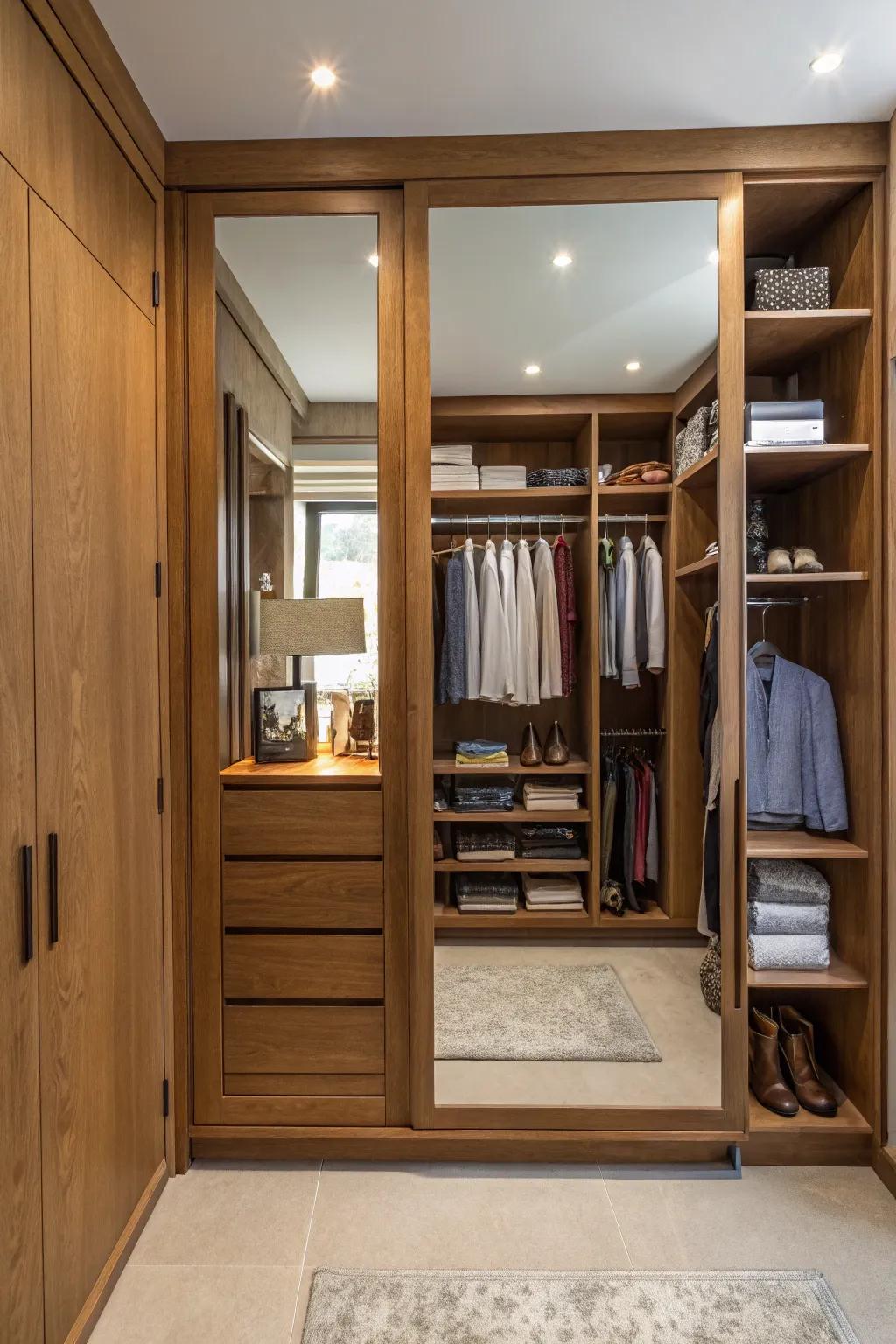 A full-length mirror enhances your closet experience.