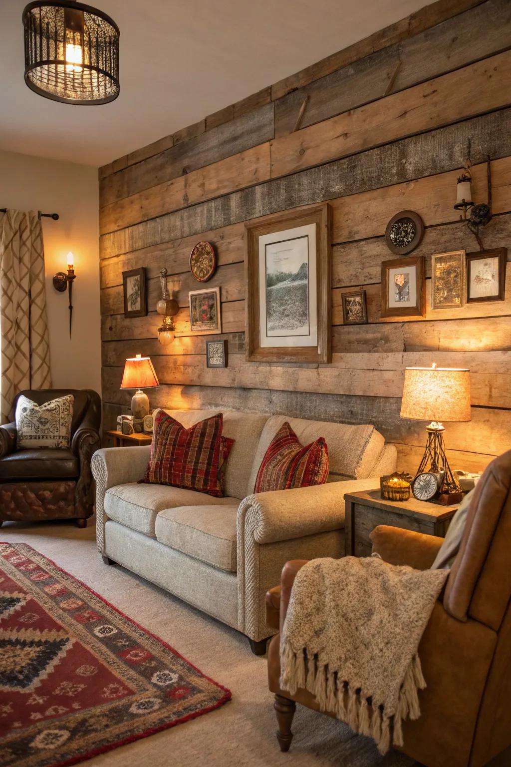 Impart warmth and personality through reclaimed timber slats.