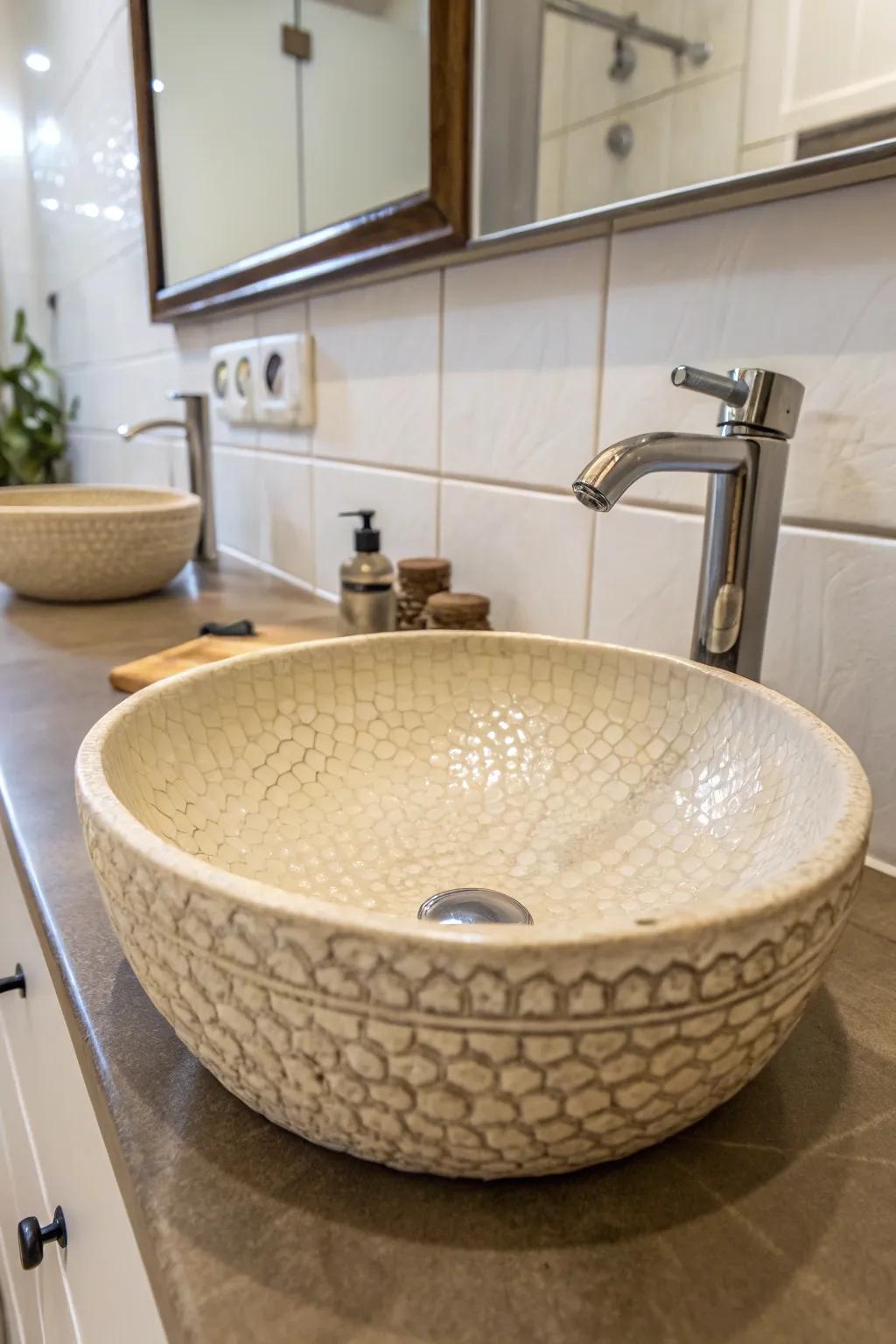 Textured finishes offer a compelling visual for your sink.
