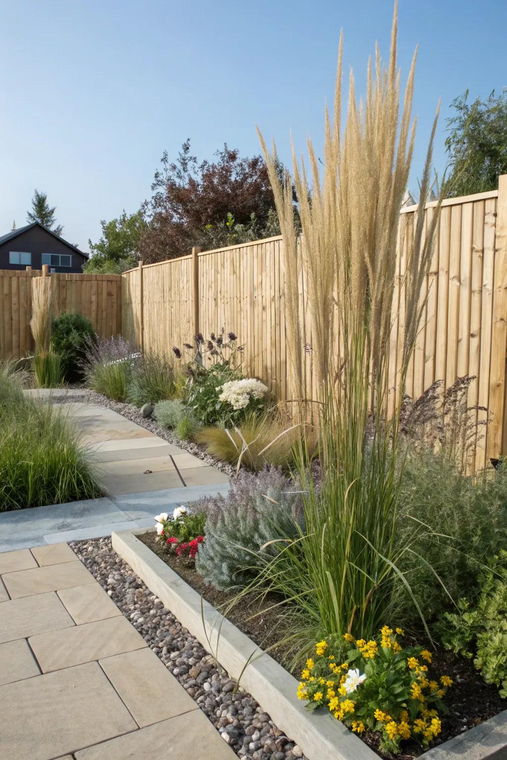 Ethereal Reed Grass creates visual interest.