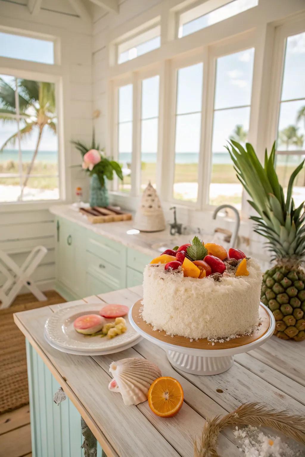 A tropical cake that brings island vibes to your table.