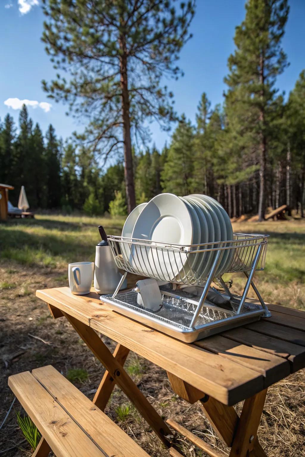 Dry your dishes effectively with a folding rack.