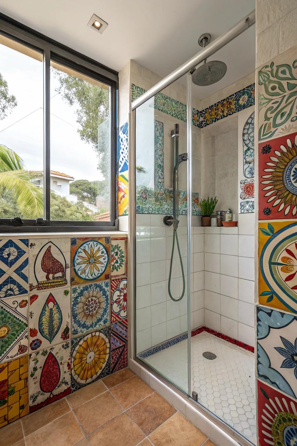 Express yourself with an artistic shower design.