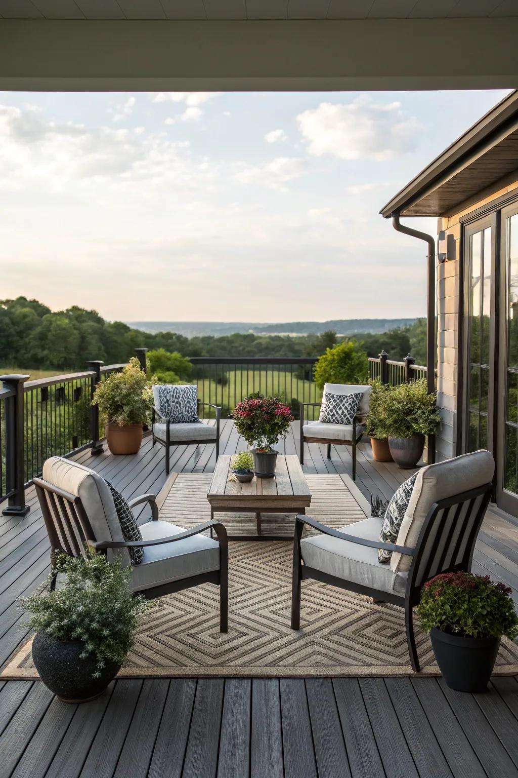 A symmetrical layout brings balance and harmony to your deck design.