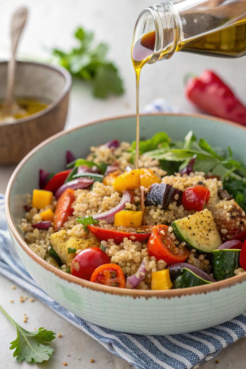Quinoa salad with roasted vegetables, a light and satisfying meal option.