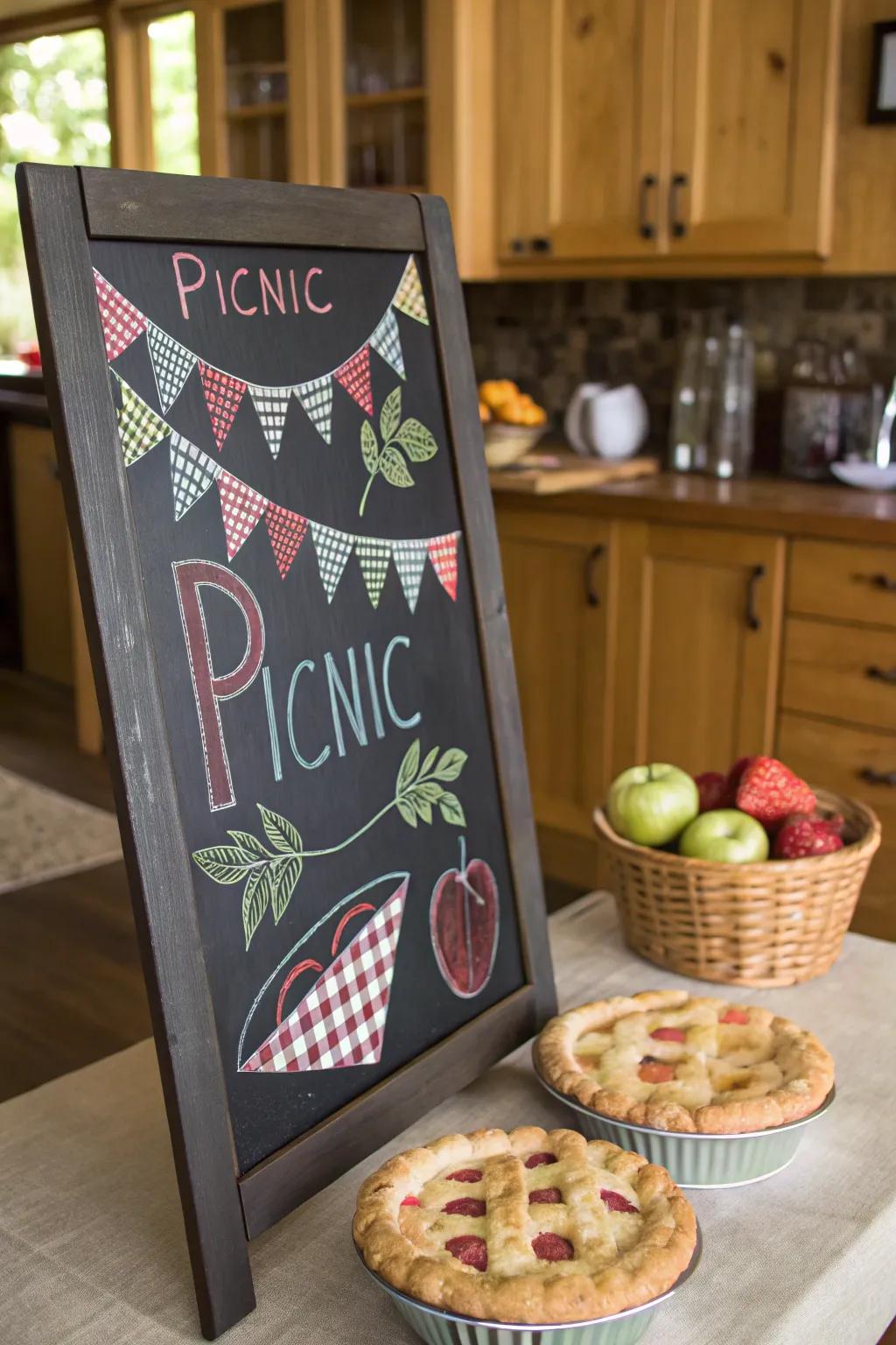 A nostalgic picnic theme for playful chalkboard art.