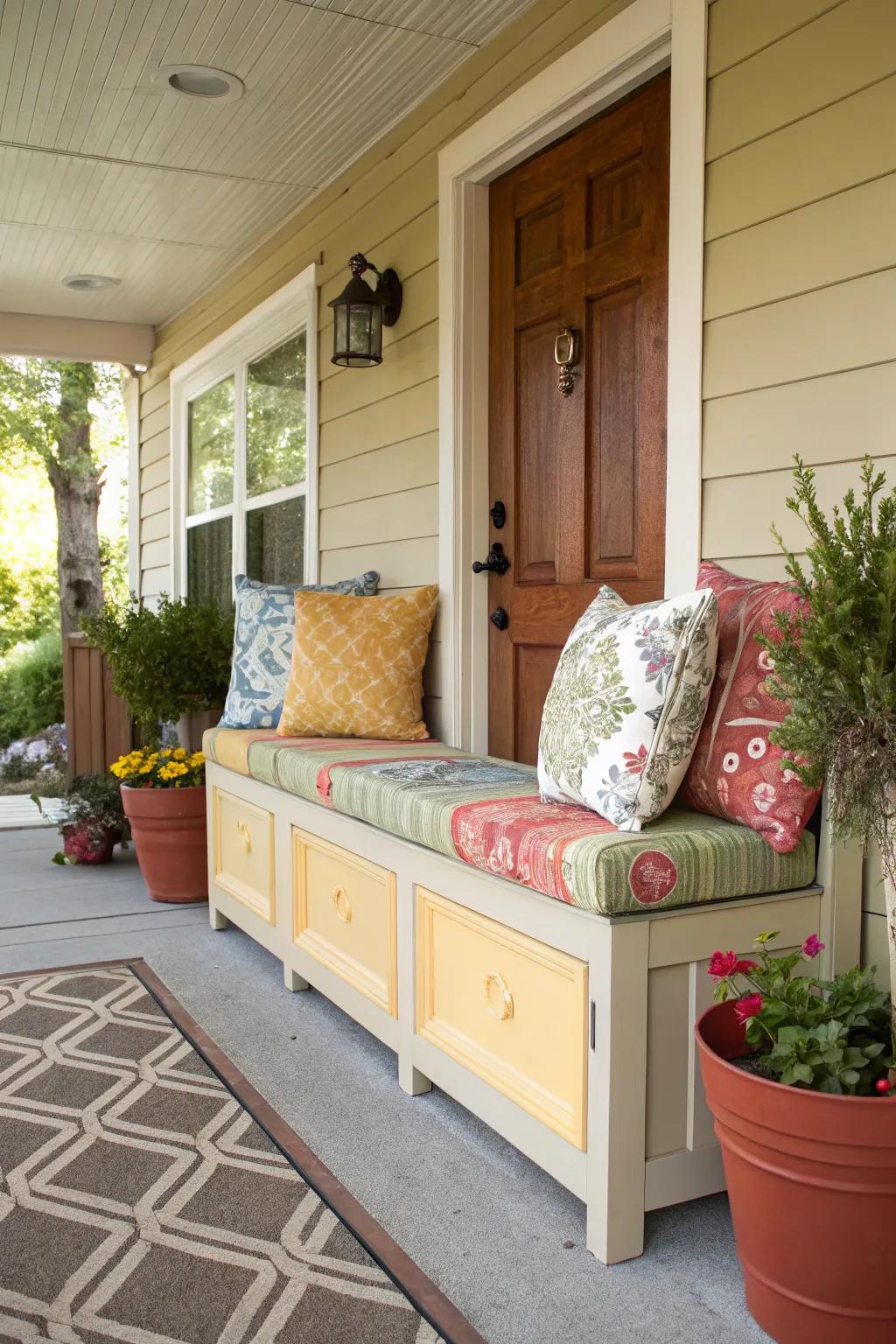 A chair featuring cushions and storage.