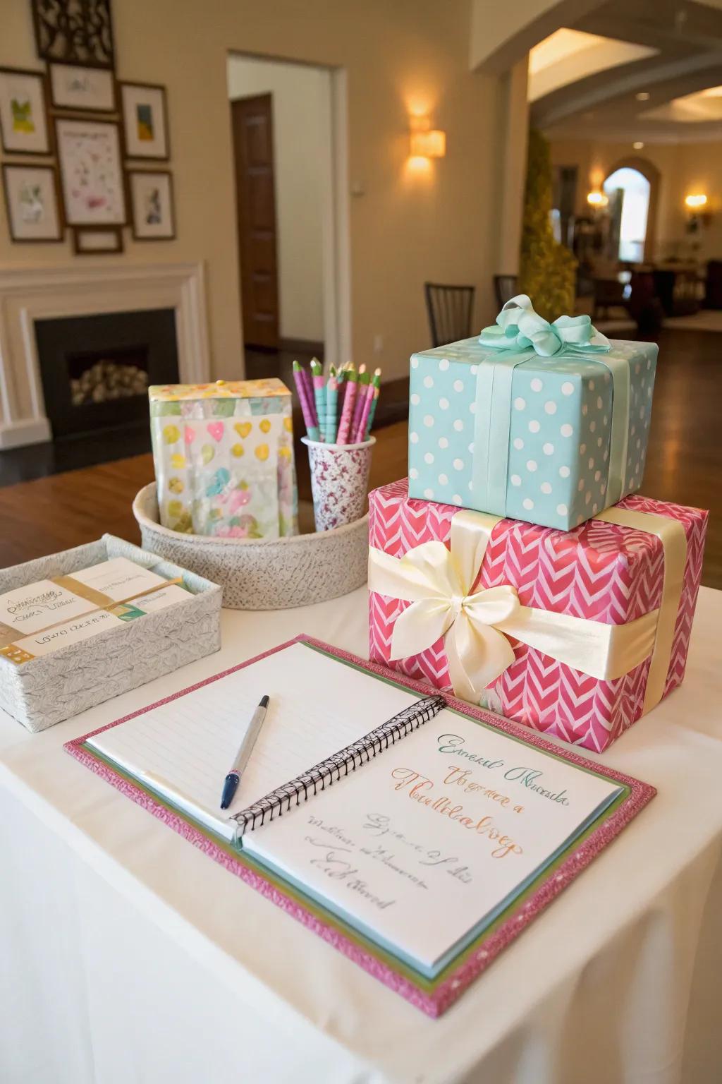 Invite guests to share their thoughts with an interactive element on your gift table.