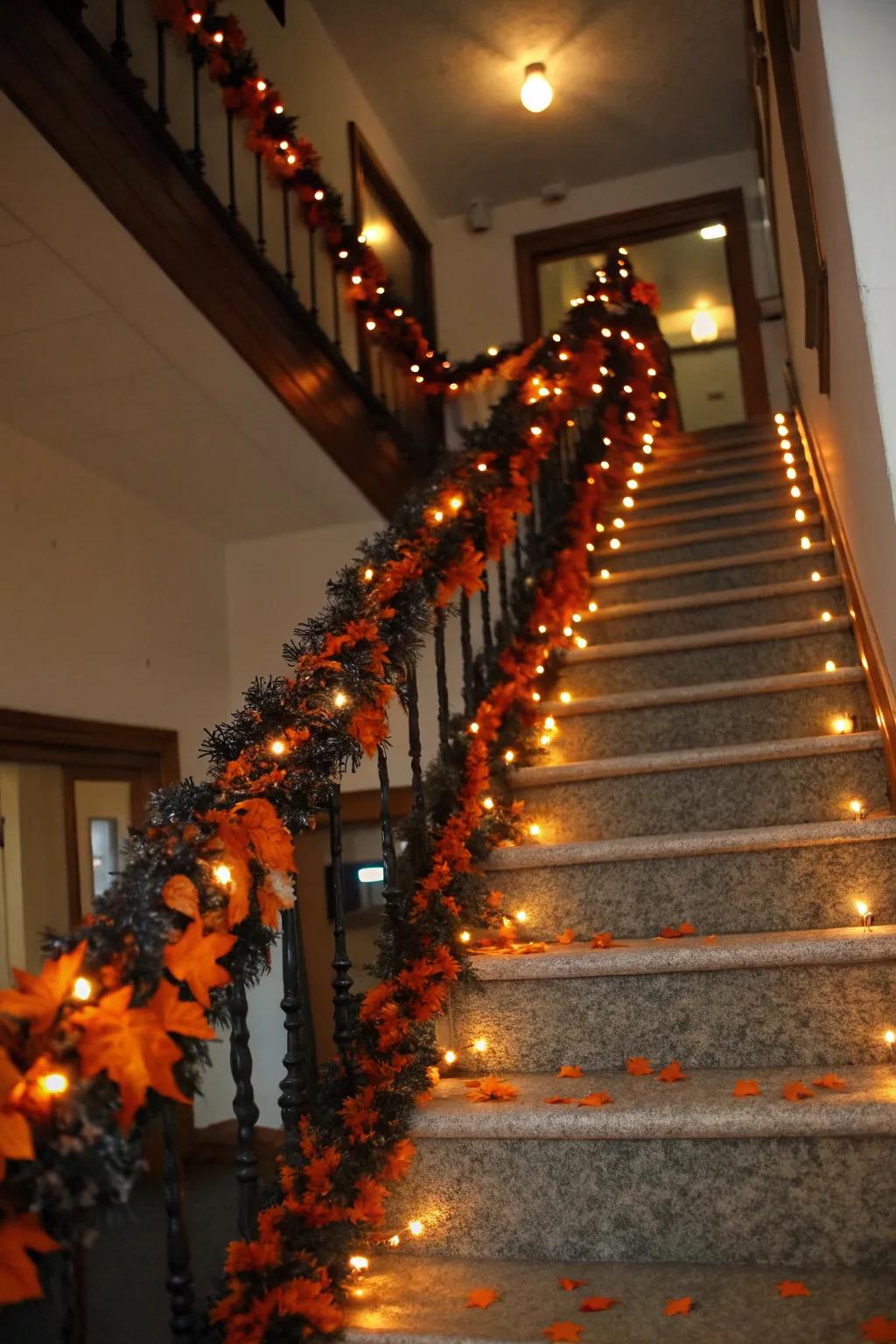 Transmute your staircase into a spellbinding Halloween feature.