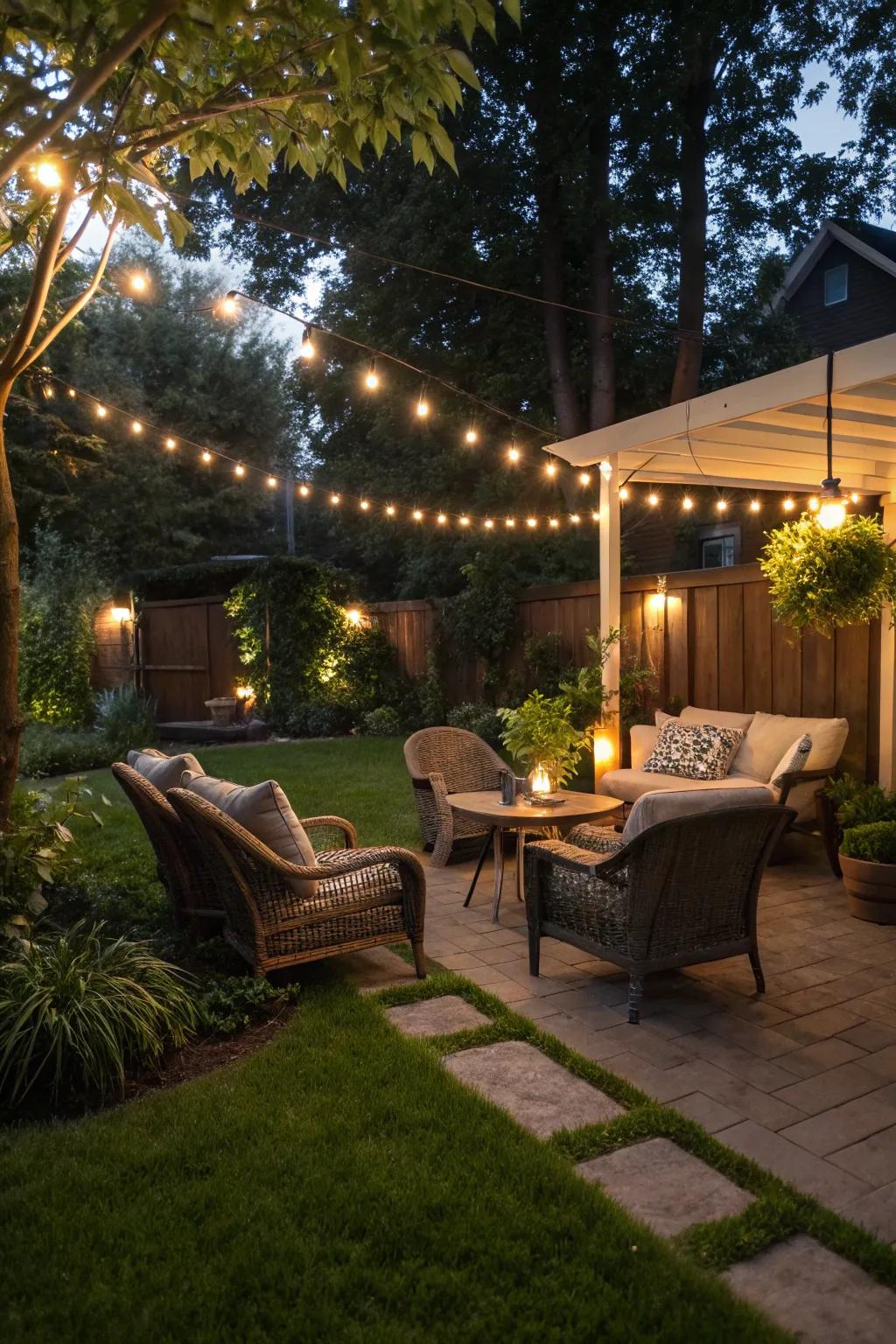 Chic alfresco expanse featuring LED expanse lighting