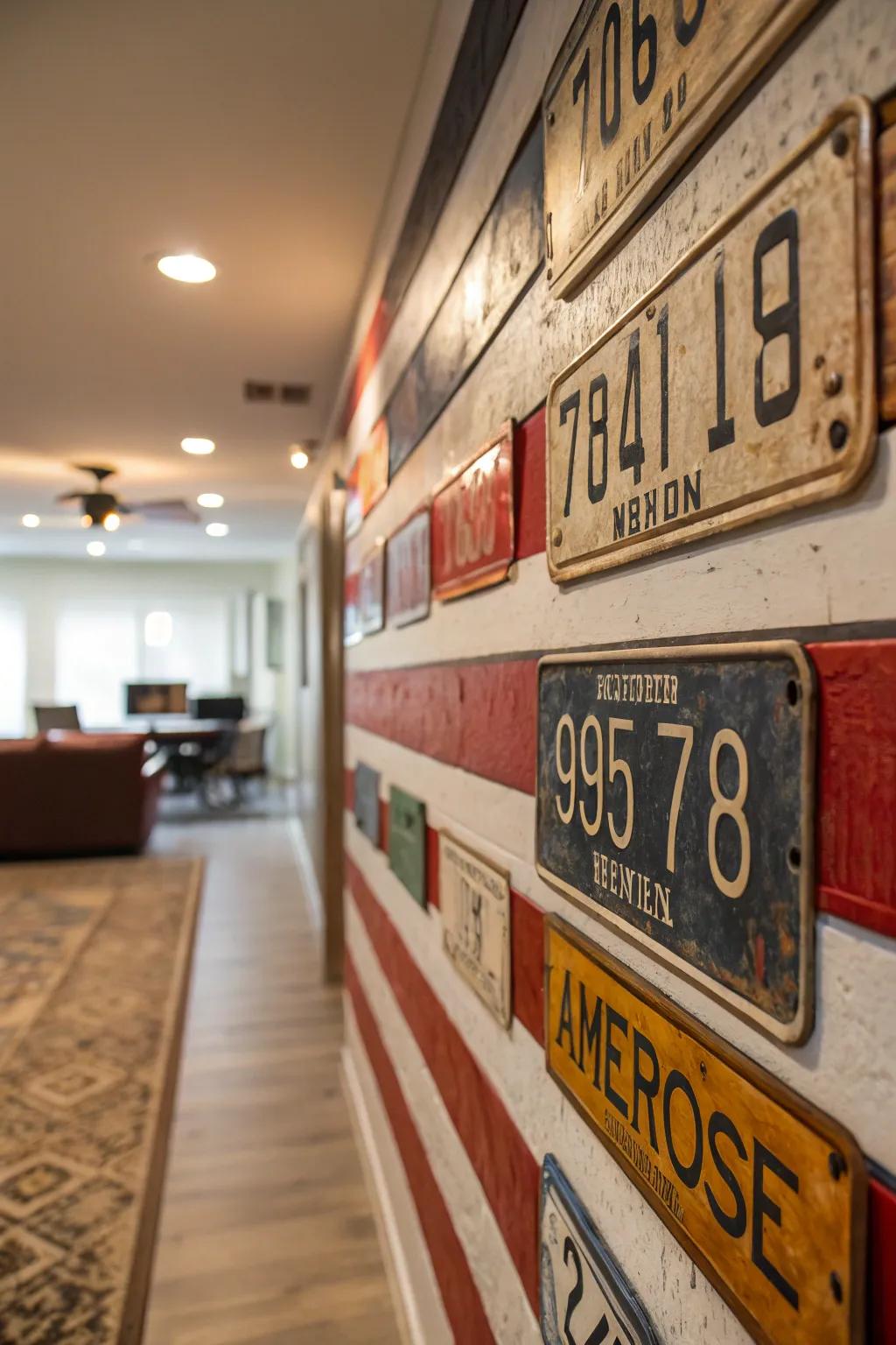 License plate stripes add a vibrant touch to any wall.