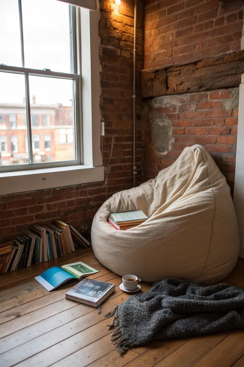 Enjoy laid-back comfort with a versatile and cozy bean bag.