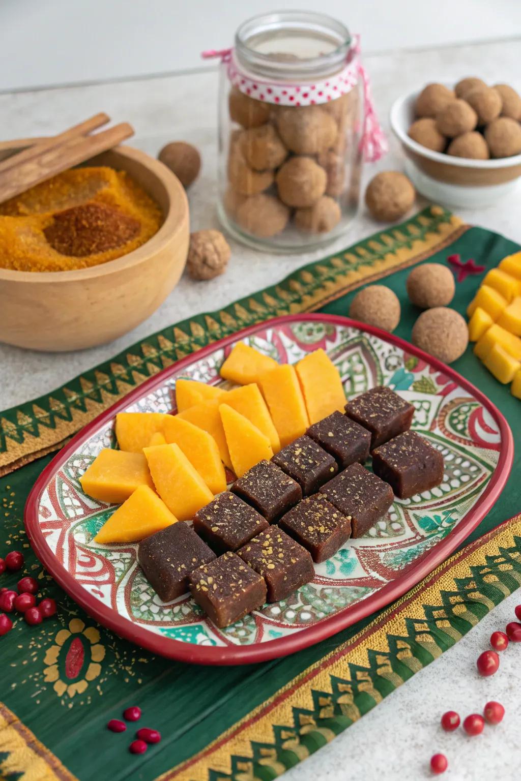Unexpected treats like tamarind sweets for a surprising element.