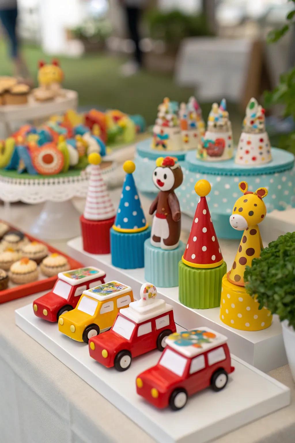 Whimsical favors with delightful small wind-up toys.