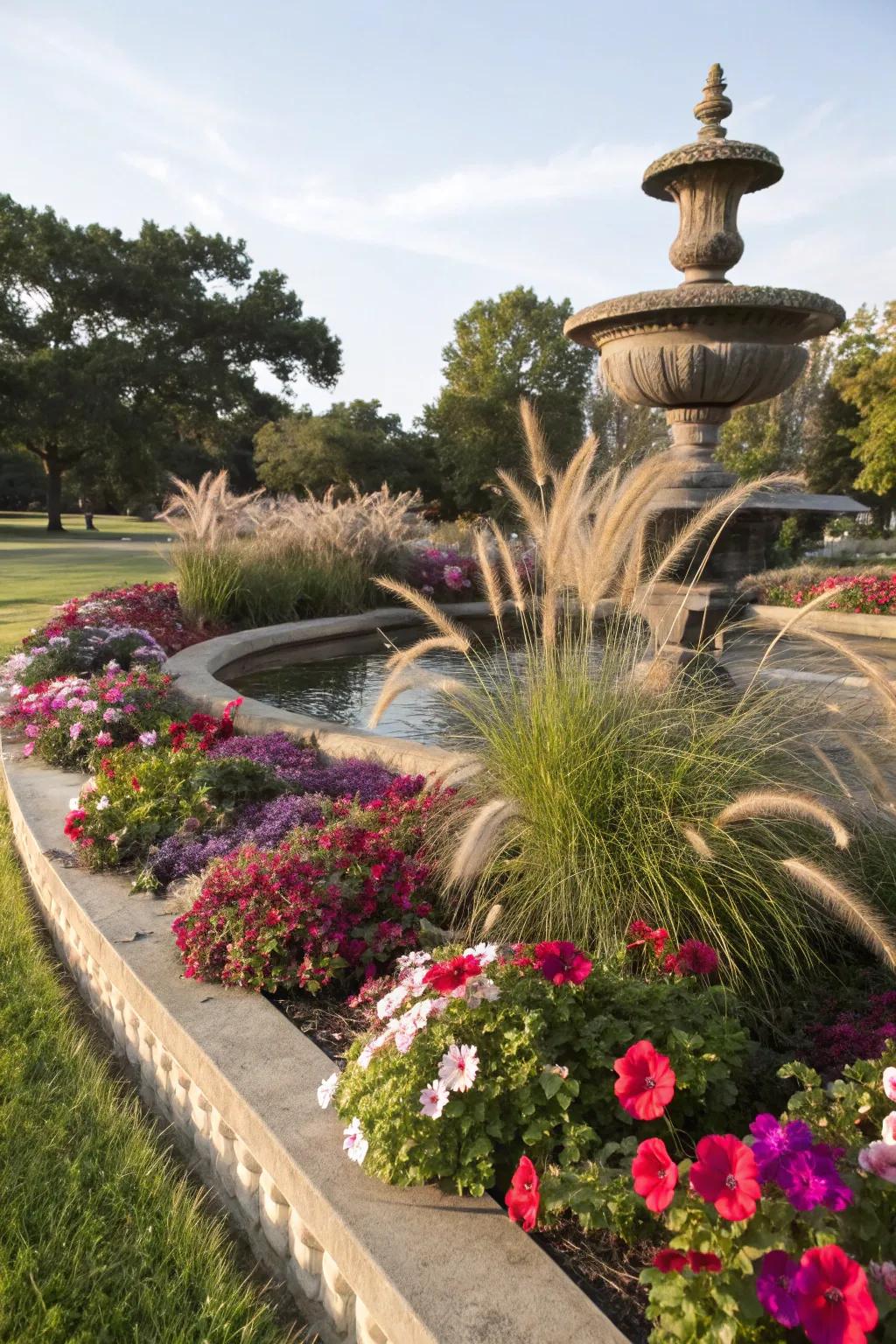 Willow grass introduces texture and stature to petunia arrangements.