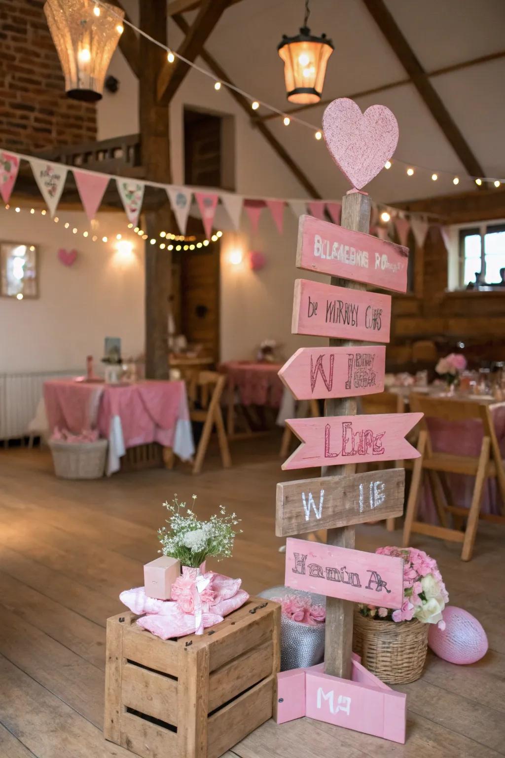 Rosy and rustic elements form a snug charm.