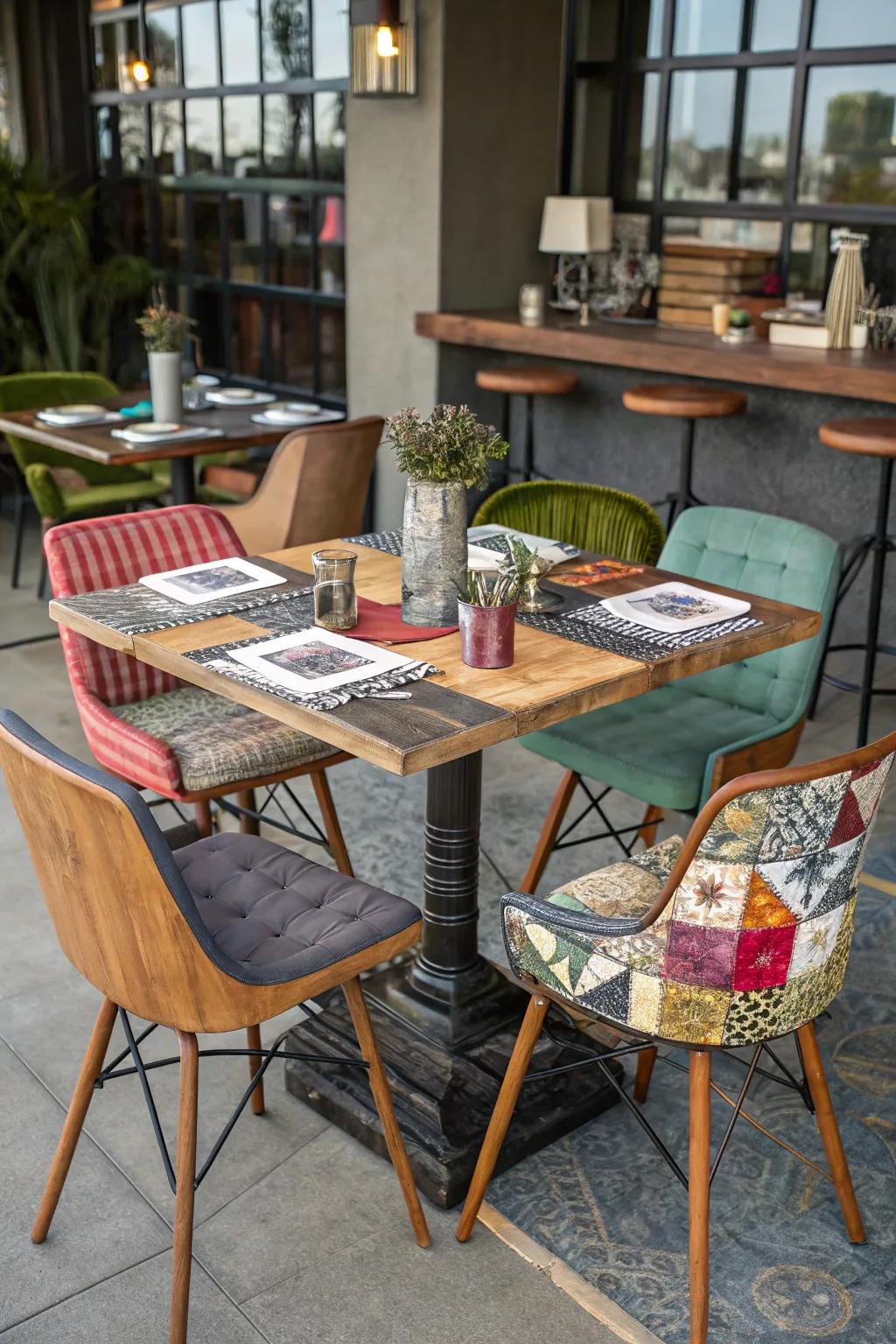 Mix-and-match pub tables allow you to showcase your style.