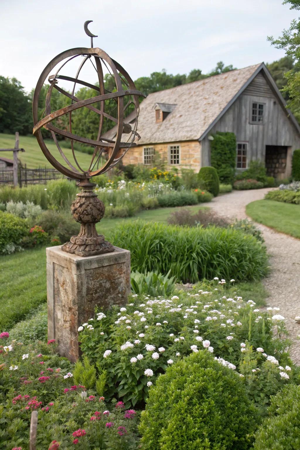 Metal art initiating a modern twist to the landscape.