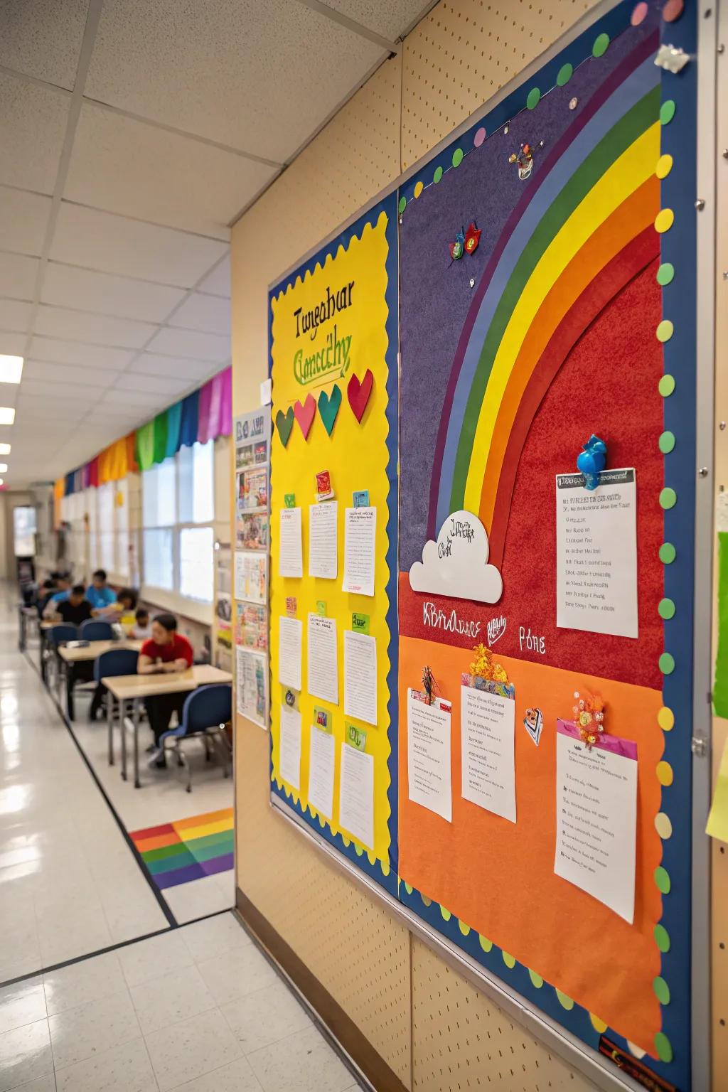 A spectrum themed board showcasing the varied qualities of teachers.