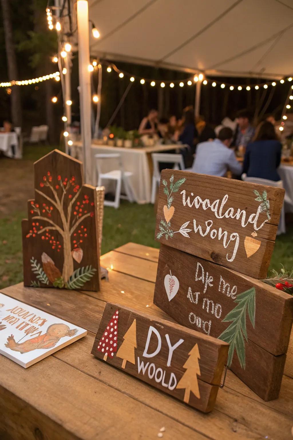 Guide your guests using charming forest signs.