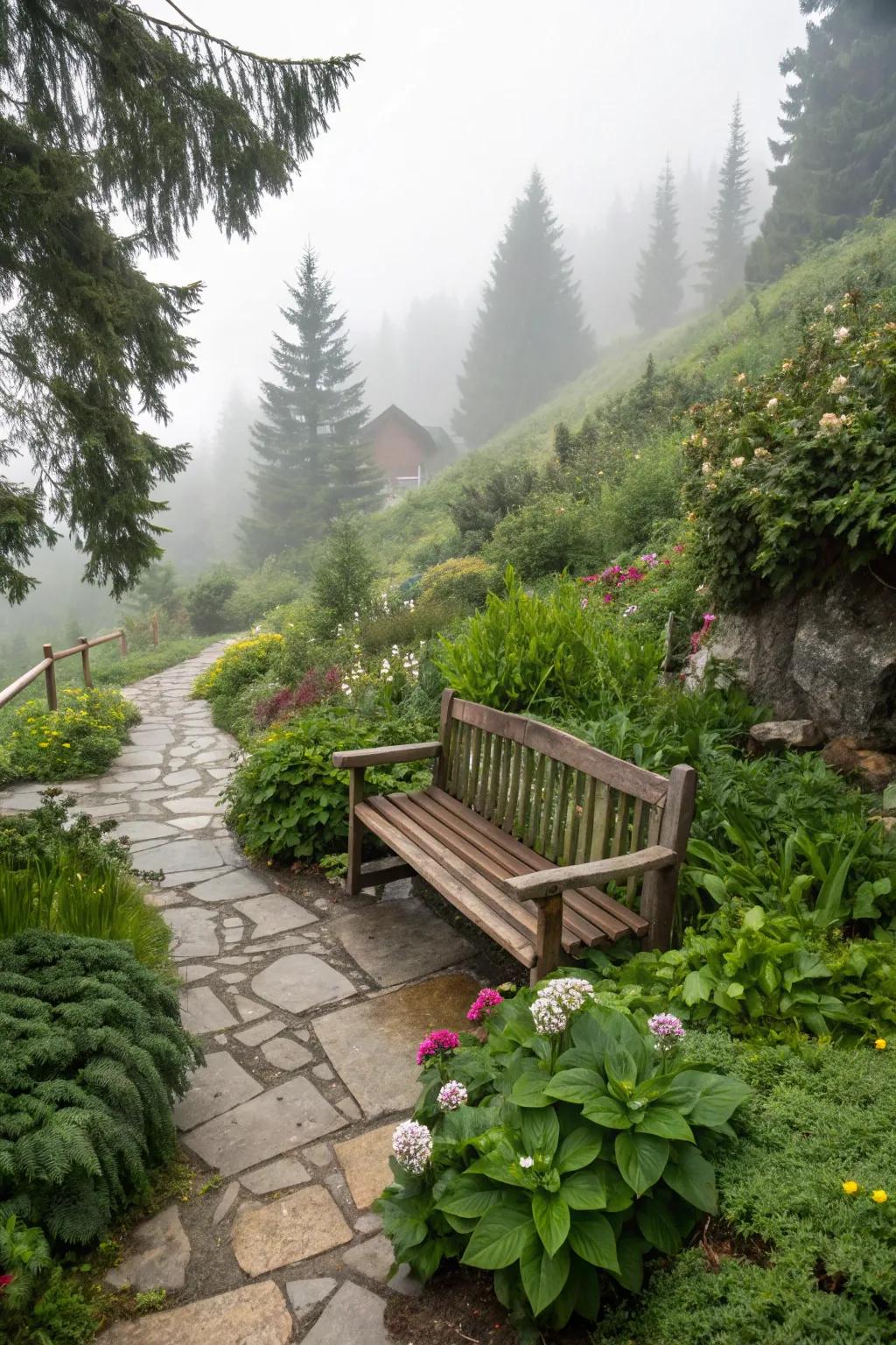 In an alpine seating area, relaxing moments.