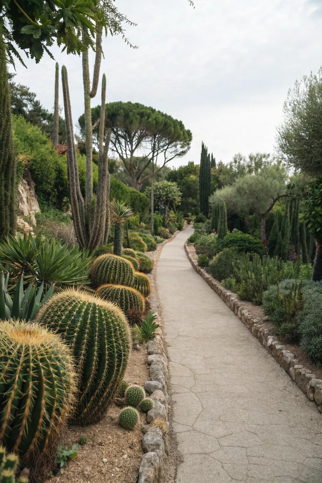Cacti define the trail, crafting a stunning and organic guide.