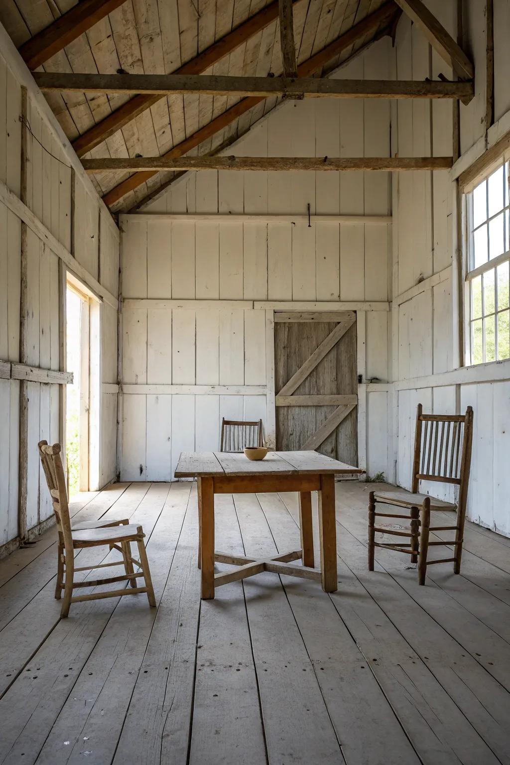 Understated decoration enhances the barn’s architectural beauty.