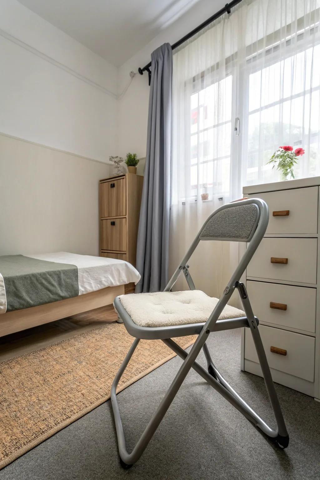 Folding chairs offer versatility and ease of storage in small spaces, ensuring practicality without compromising comfort.
