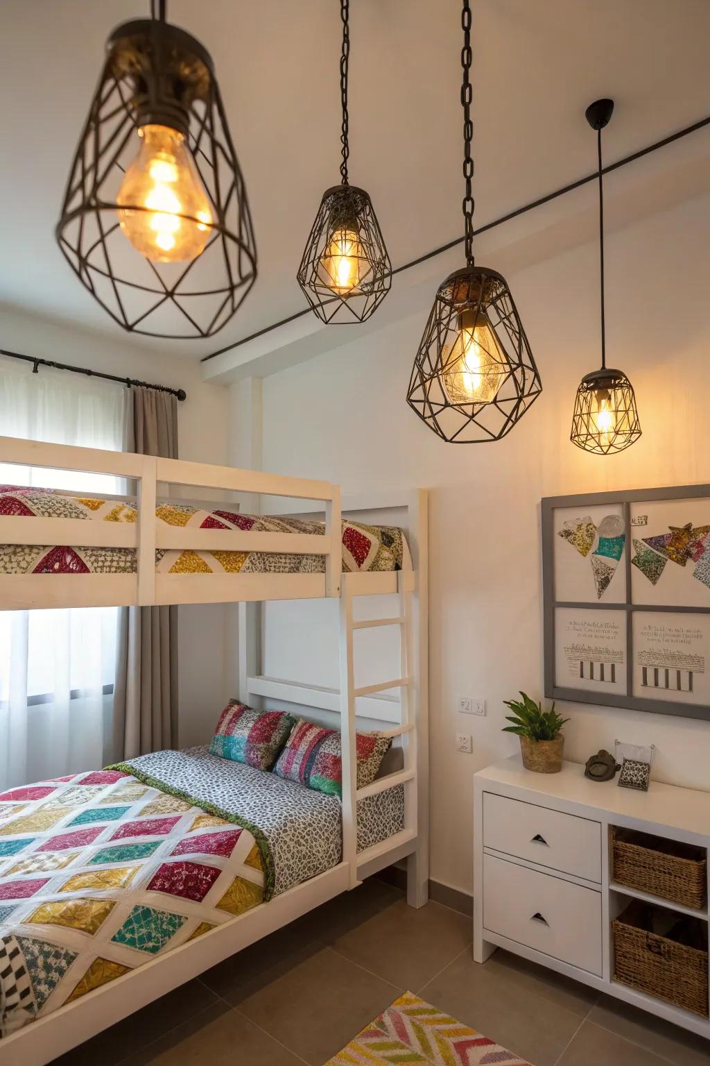 Hanging lights offer a modern and trendy flair.