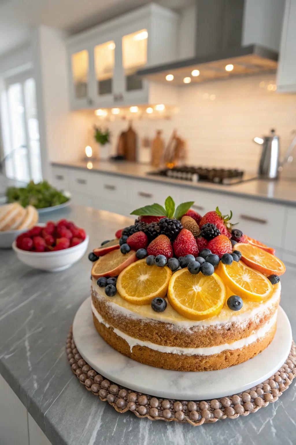 A berry citrus swirl cake is both vibrant and refreshing.