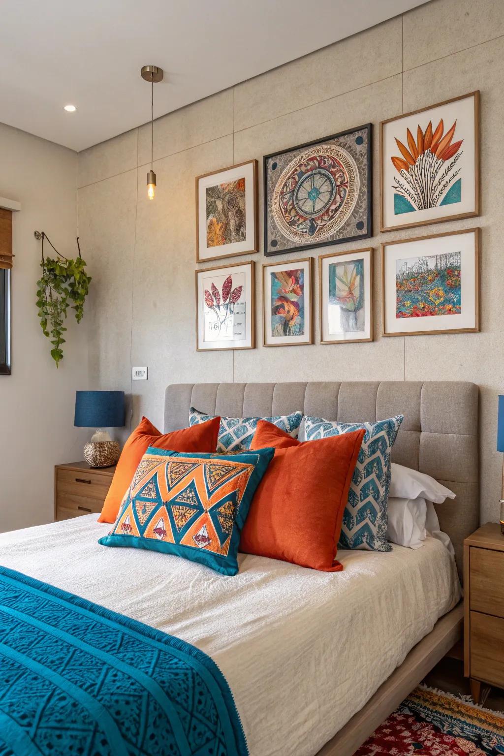 Bold color accents add vibrancy and personality to your bedroom.