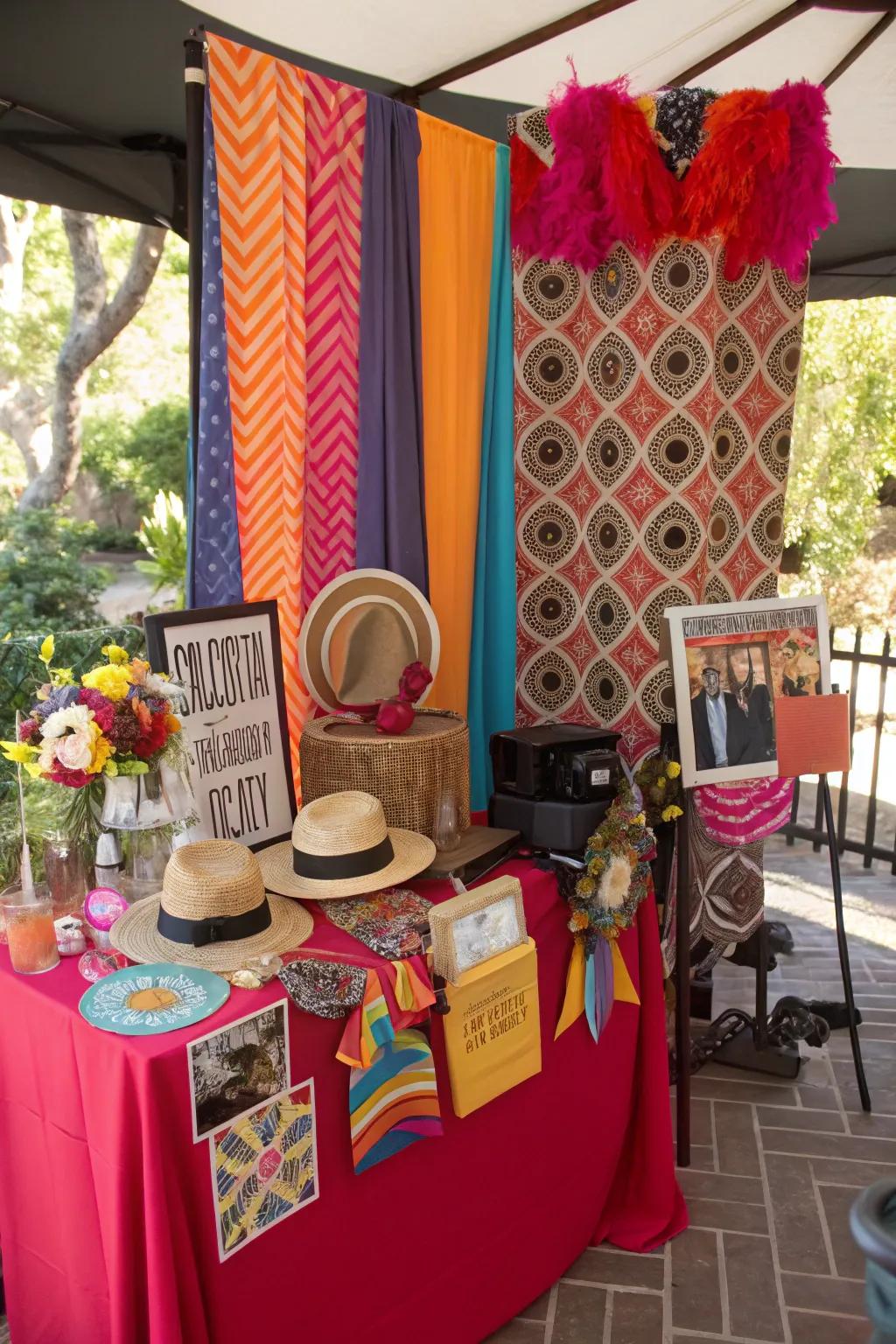 A photo booth corner creates lasting memories of your deck party.