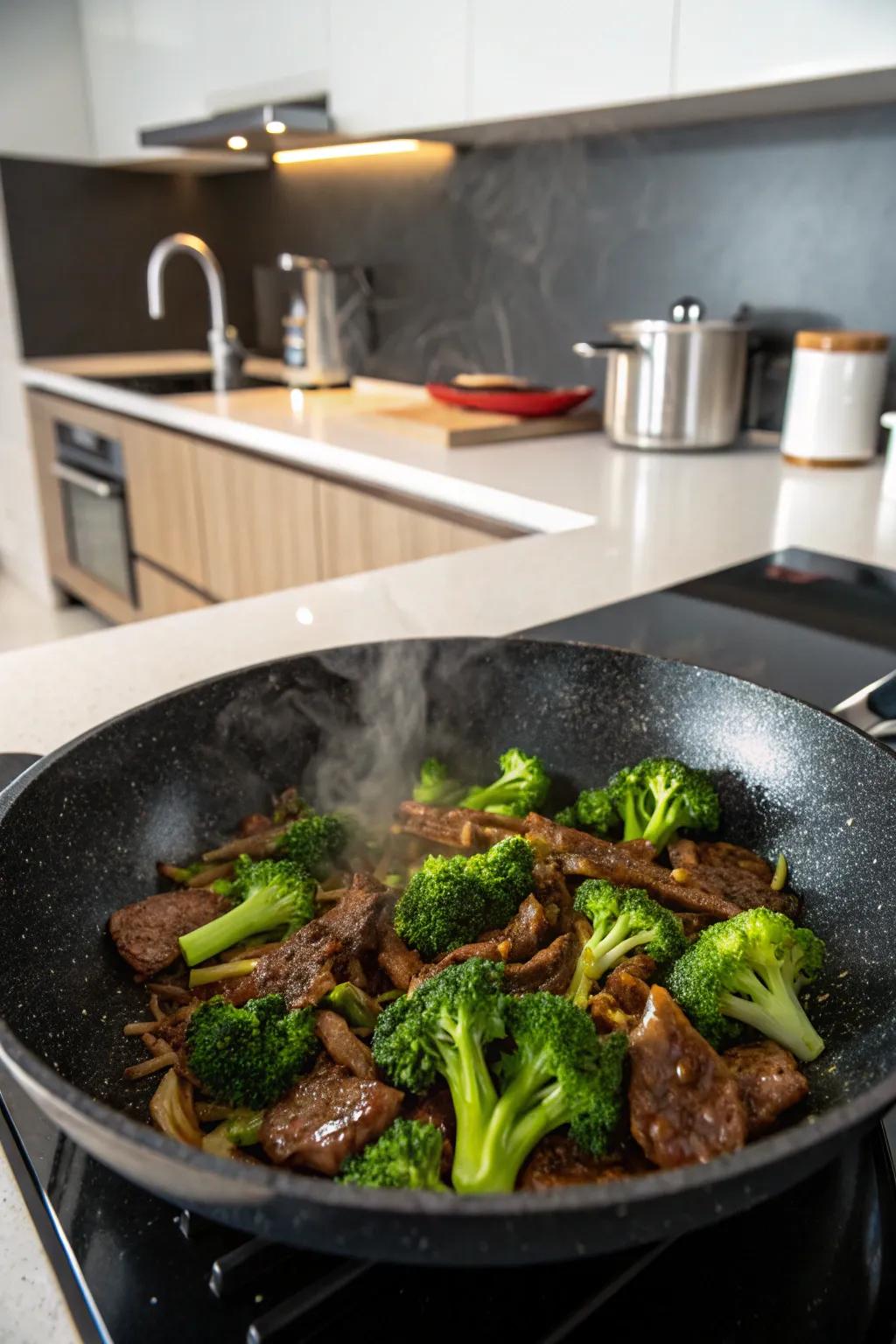 Beef and broccoli stir-fry, a quick, savory, and nutritious meal.