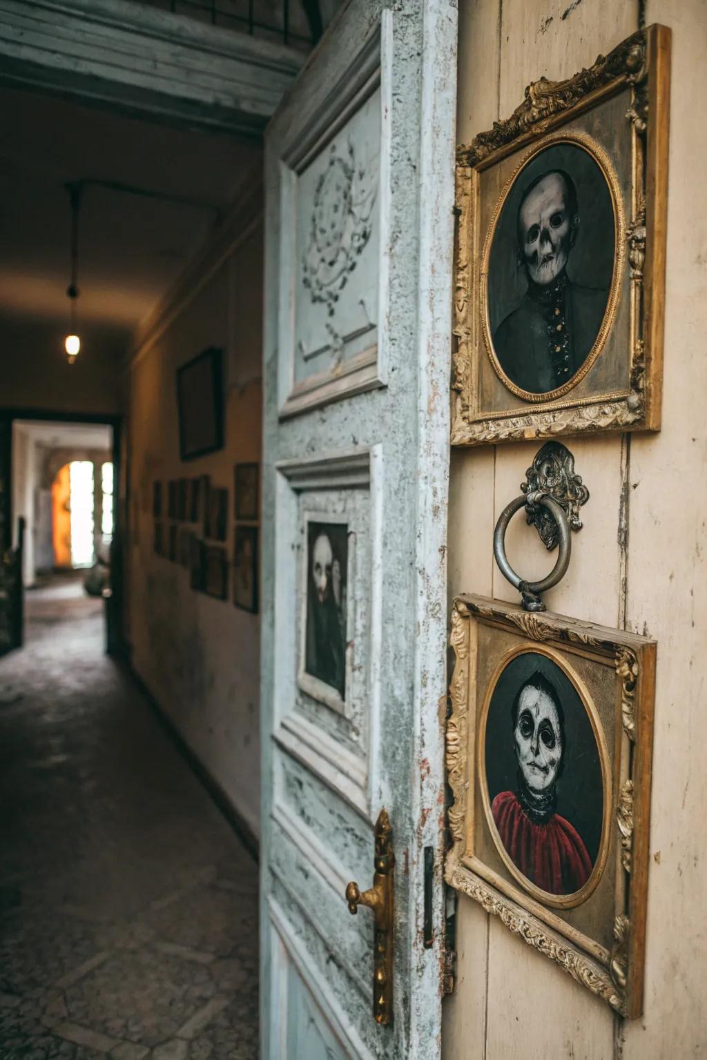 A haunted portrait gallery lends a chilling Halloween element.