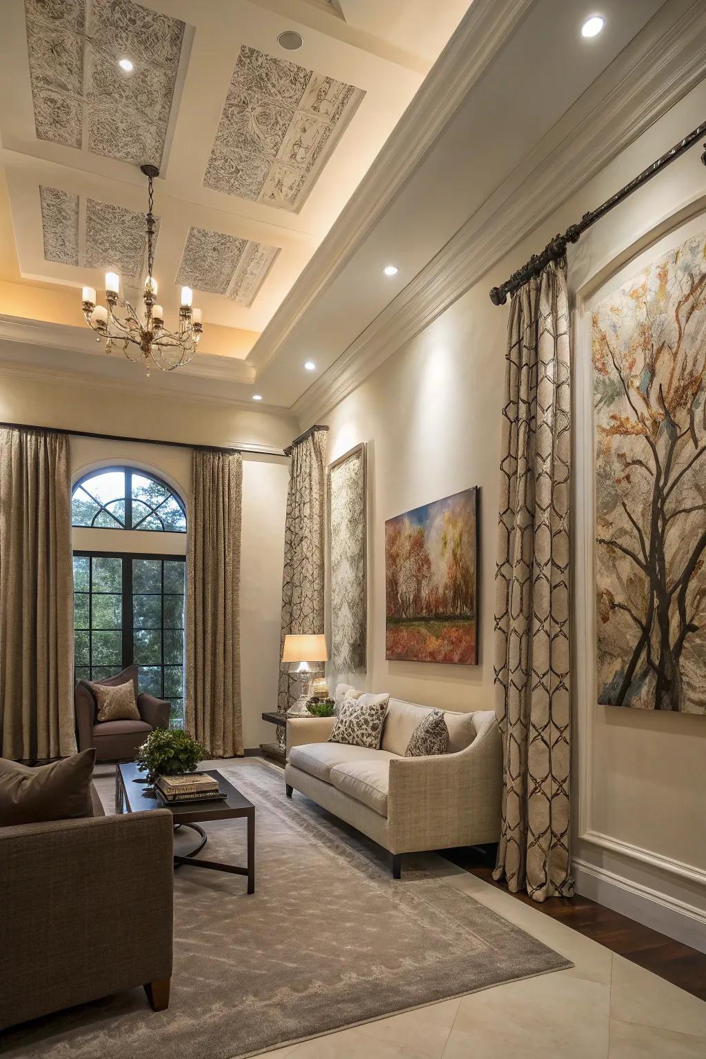 Distinctive hanging techniques can add a unique touch to your lounge.
