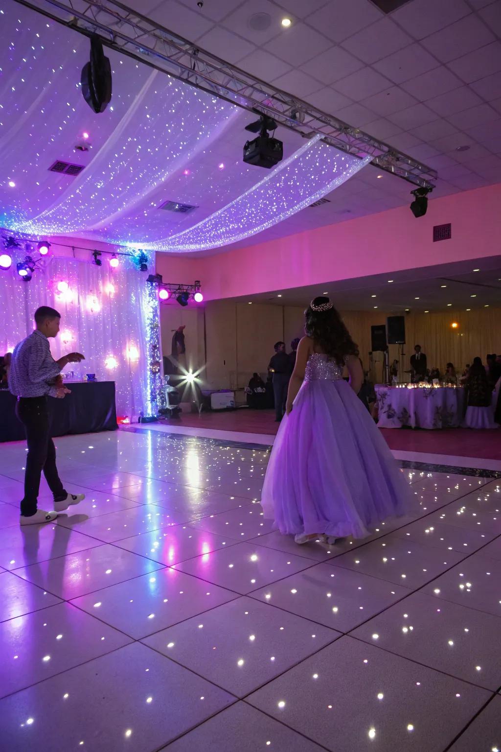 A lively dance floor that encourages everyone to join in the fun.