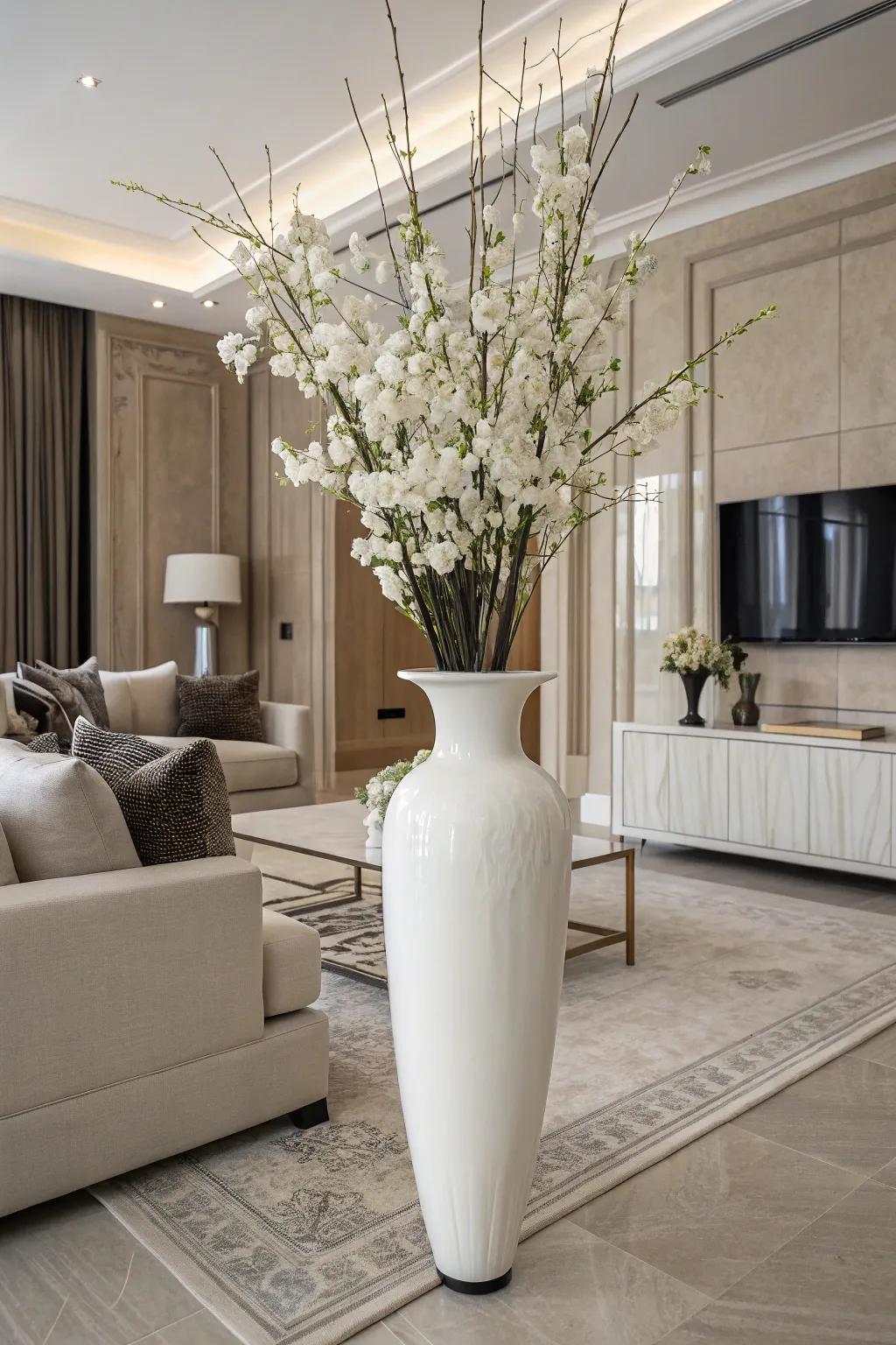 Grayscale decor with a single color palette exudes minimalist elegance.
