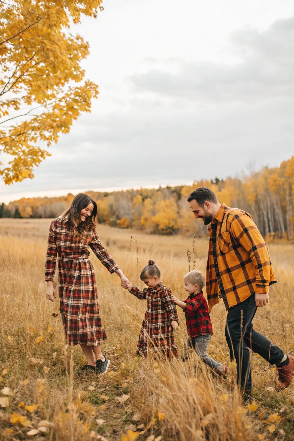 Rustic plaid captures the essence of autumn's countryside charm.